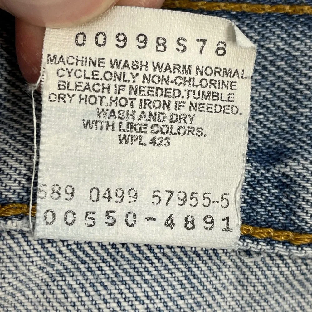 Vtg 90s Levi Blue 550 Relaxed Fit Tapered Leg Distressed Denim Jeans Mens 38x30